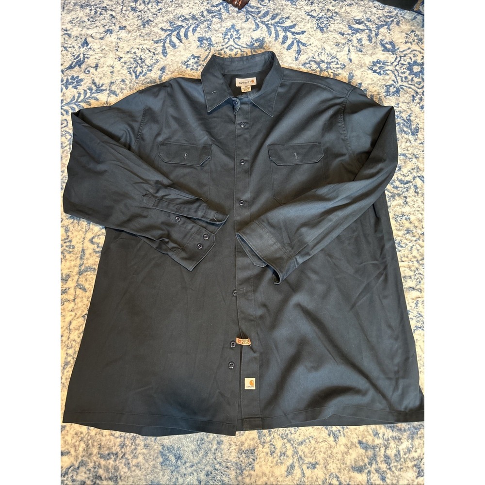 Carhartt Force Shirt Men's 3XL Navy Relaxed Fit Lightweight Long Sleeve Workwear